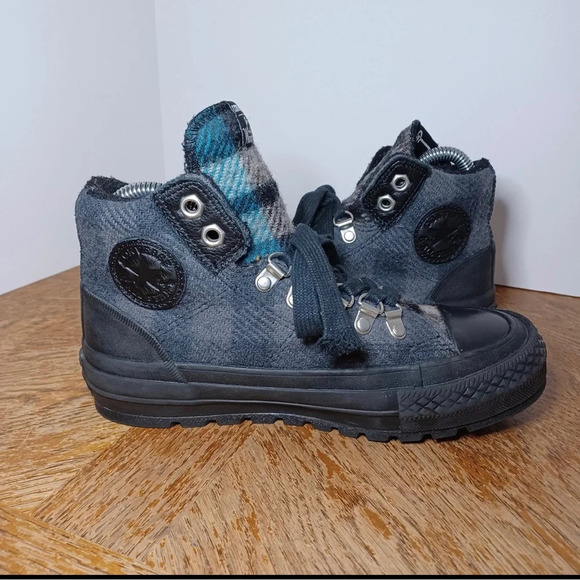 Converse Woolrich Black Street Hiker Hi Plaid Sneakers Womens Size5 (296 Box 34) - Picture 7 of 9